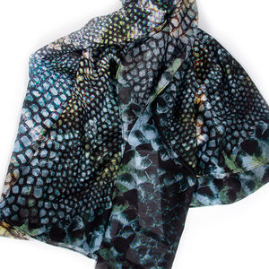 ATHENA PROCOPIOU BLACK, SKY BLUE & YELLOW, WHITE SCARF | WOMENS SIZE 115CM